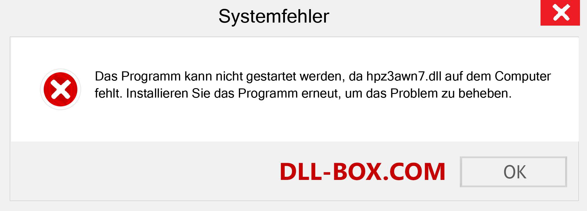 hpz3awn7.dll-Datei fehlt?. Download für Windows 7, 8, 10 - Fix hpz3awn7 dll Missing Error unter Windows, Fotos, Bildern